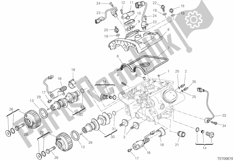 All parts for the Vertical Cylinder Head - Timing of the Ducati Diavel 1260 S USA 2020